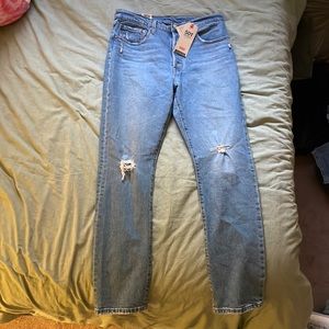 Levi’s 501  high rise straight leg jeans.